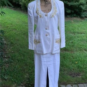 Escada off white with gold work suite size 42 European